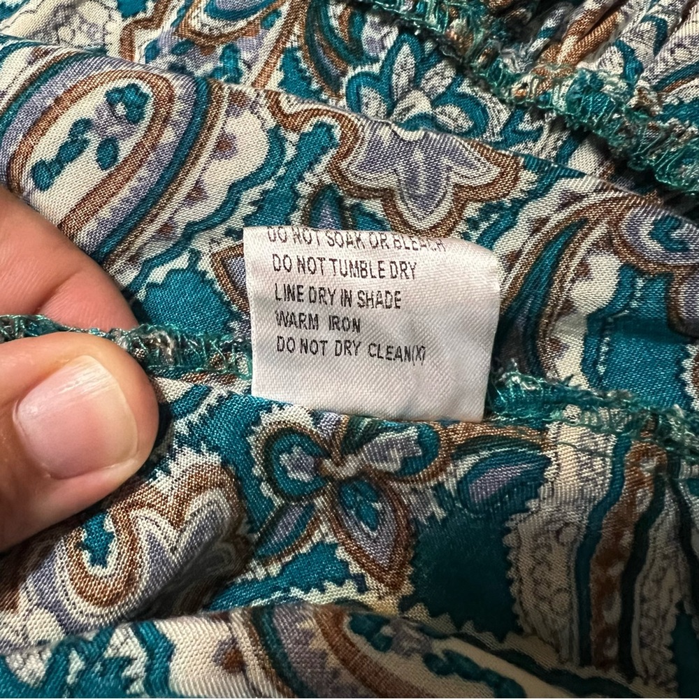 Papillon Teal and Brown Paisley Dress Size Medium - Picture 13 of 14